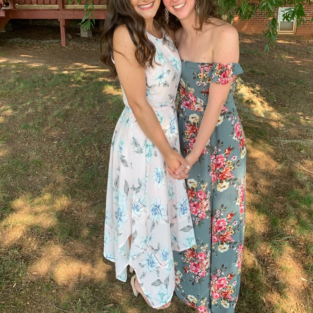 Candies Light Pink Floral Handkerchief Midi Dress